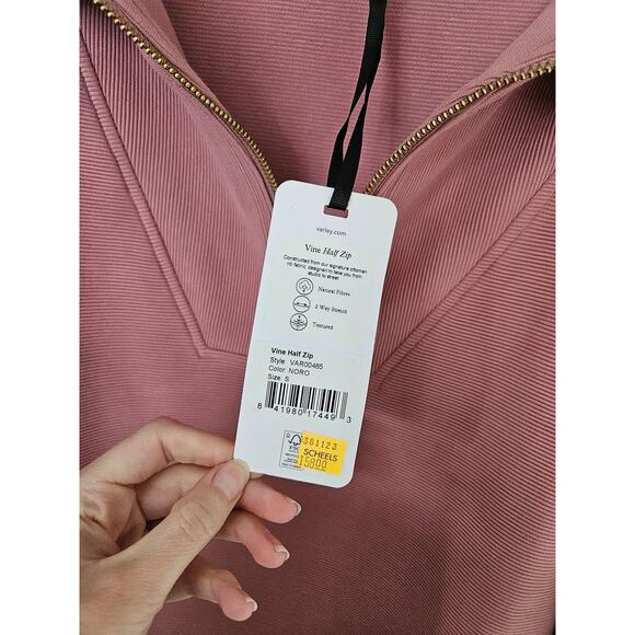Varley Pink Rose Ottoman Half Zip Ribbed Knit Cowl Neck Pullover NWT Size Small - Picture 4 of 12